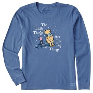 Life is Good Women’s Blue Long Sleeve Pooh & Piglet “Little Things” Shirt